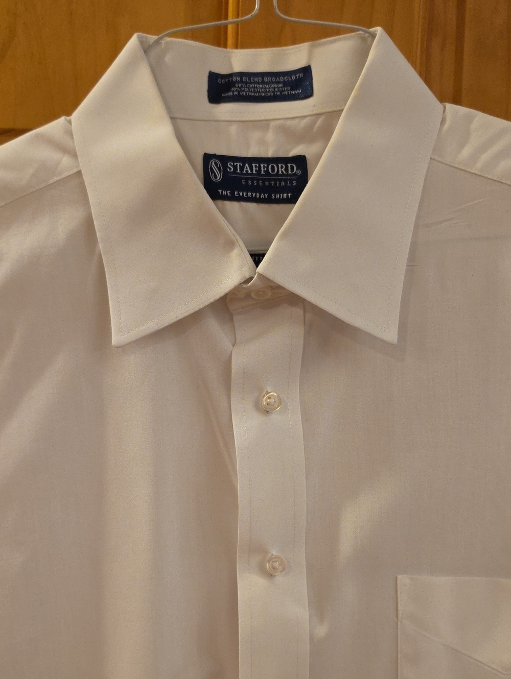 Stafford White Men's Dress Shirt with Point Collar